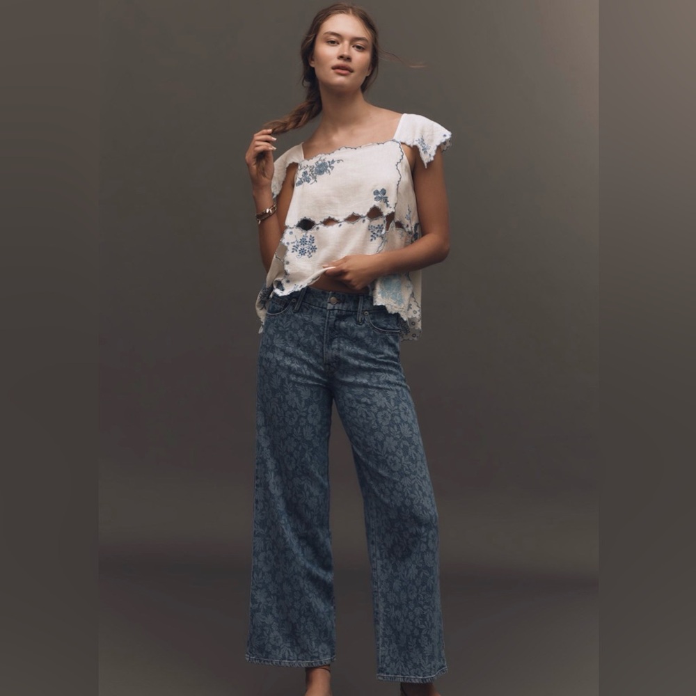 Good American Good Waist Palazzo High-Rise Crop Jeans size 4 - Picture 3 of 8